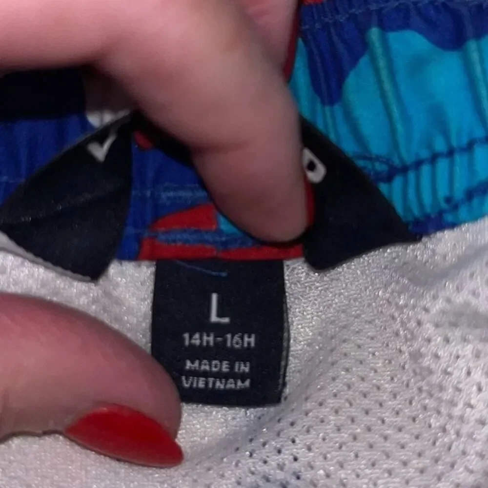Lands’ End red, white & blue‎ boys swim trunks large 14H-16H